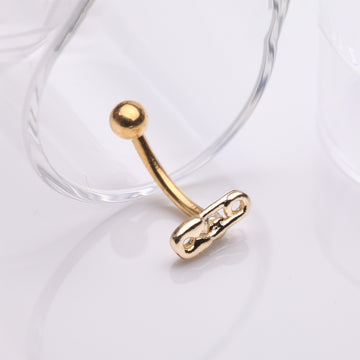 Detail View 1 of Golden Mini Safety Pin Decor Curved Barbell